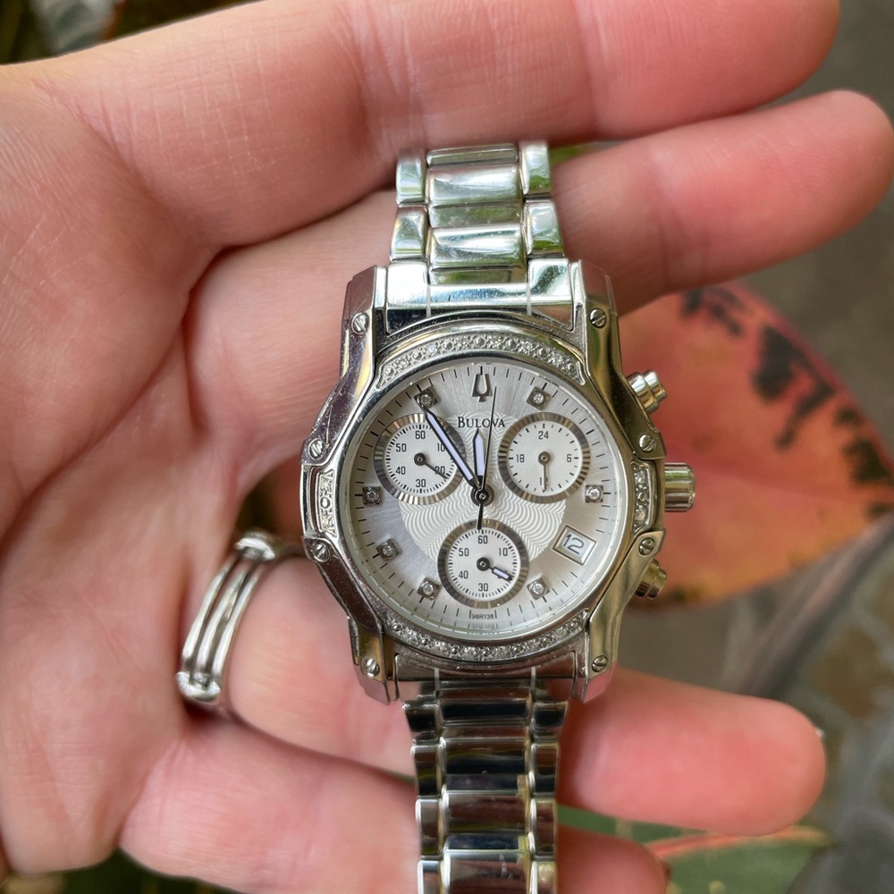 Bulova C8671512 Women’s Chronograph Diamond Studded Bezel Watch